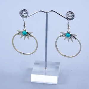 Silver Turquoise Bohemian Hoop Earrings